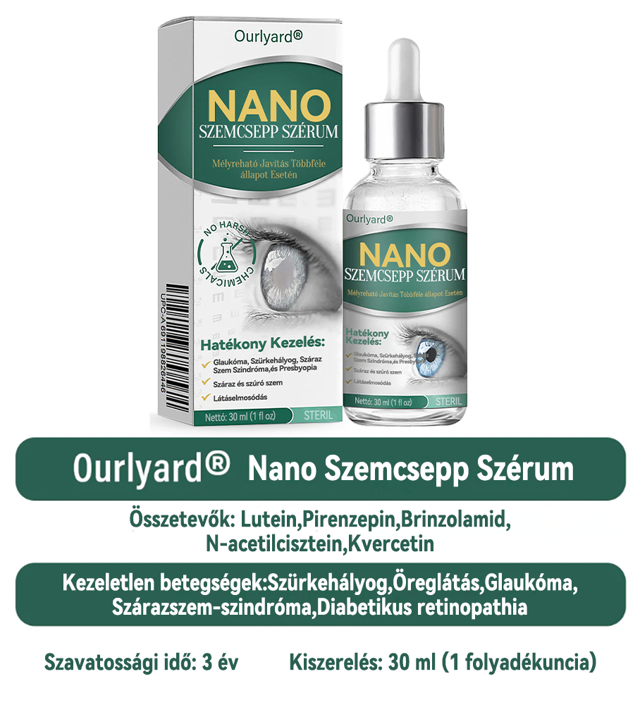 👩‍⚕️ Ourlyard® Nano Szemcsepp Szérum ✅ OGYÉI engedéllyel (alkalmas presbiópia, száraz szem szindróma, zöldhályog és szürkehályog kezelésére) ☘️☘️