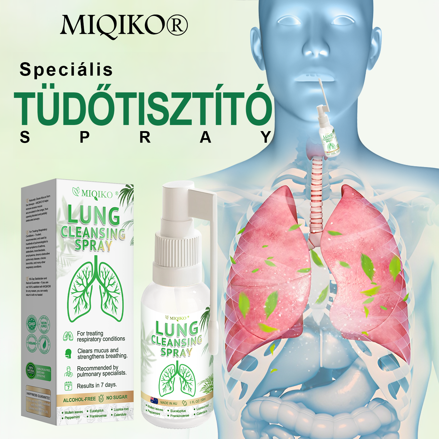 ☘️[Hivatalos márkaüzlet] 👨‍⚕️𝐌𝐈𝐐𝐈𝐊𝐎® Fejlett tüdőtisztító spray (☘️Tüdőspecialisták ajánlásával)☘️