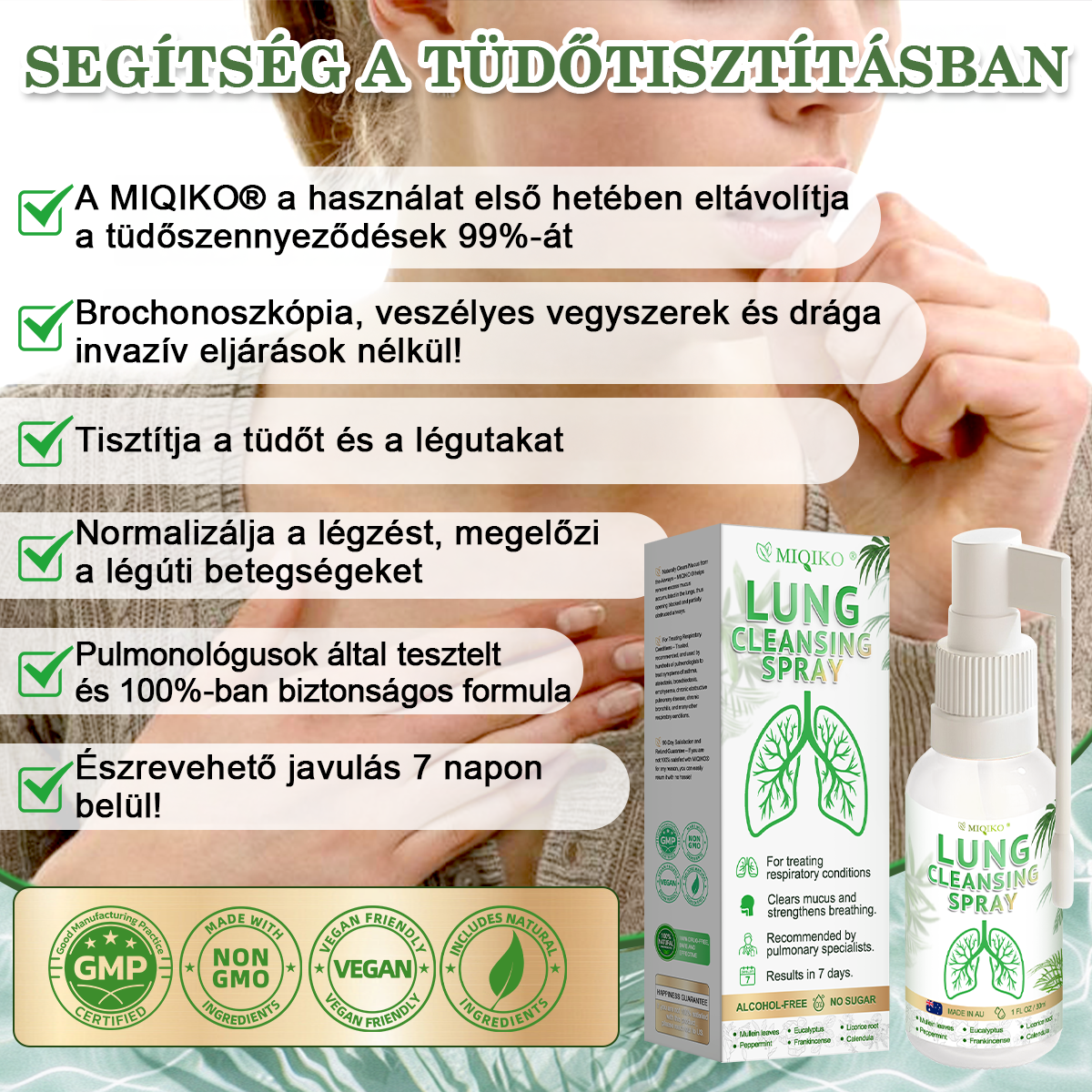 ☘️[Hivatalos márkaüzlet] 👨‍⚕️𝐌𝐈𝐐𝐈𝐊𝐎® Fejlett tüdőtisztító spray (☘️Tüdőspecialisták ajánlásával)☘️