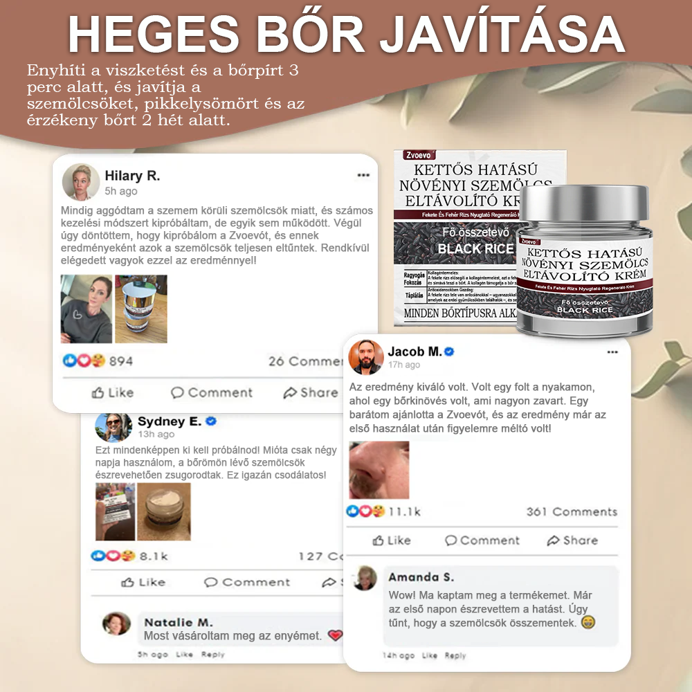 ✅ Zvoevo® Fekete Rizses Bőrregeneráló Krém 👨‍⚕️ (Szemölcsök, bőrkinövések, foltok és hiperpigmentáció kezelésére)✅